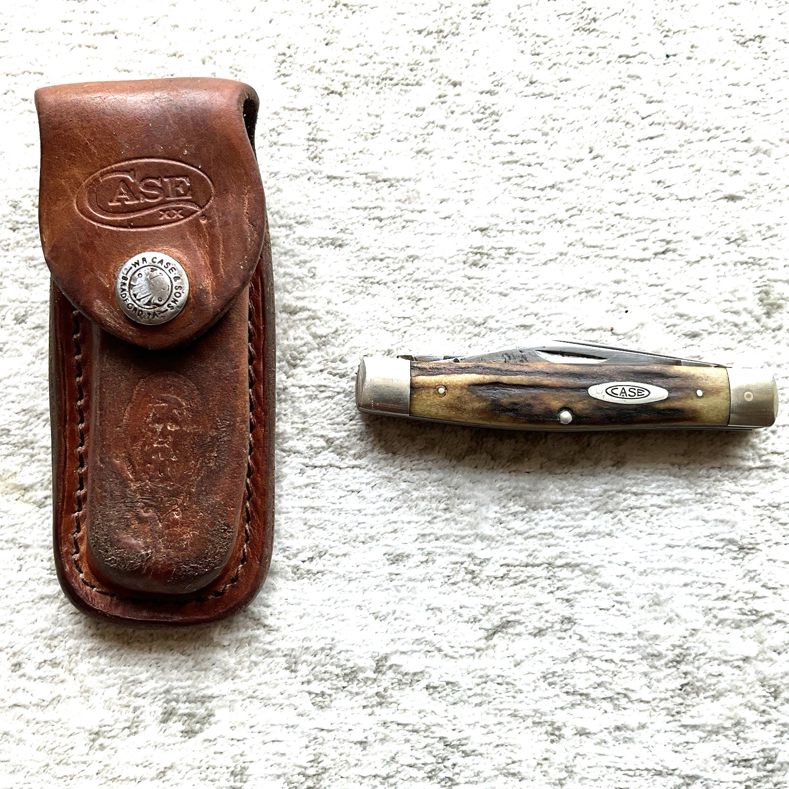 Vintage Case XX 5392 With Stag Handles Folding Pocket Knife Loud Snap w Sheath Vintage Case XX 5392 With Stag Handles Folding Pocket Knife Loud Snap w Sheath