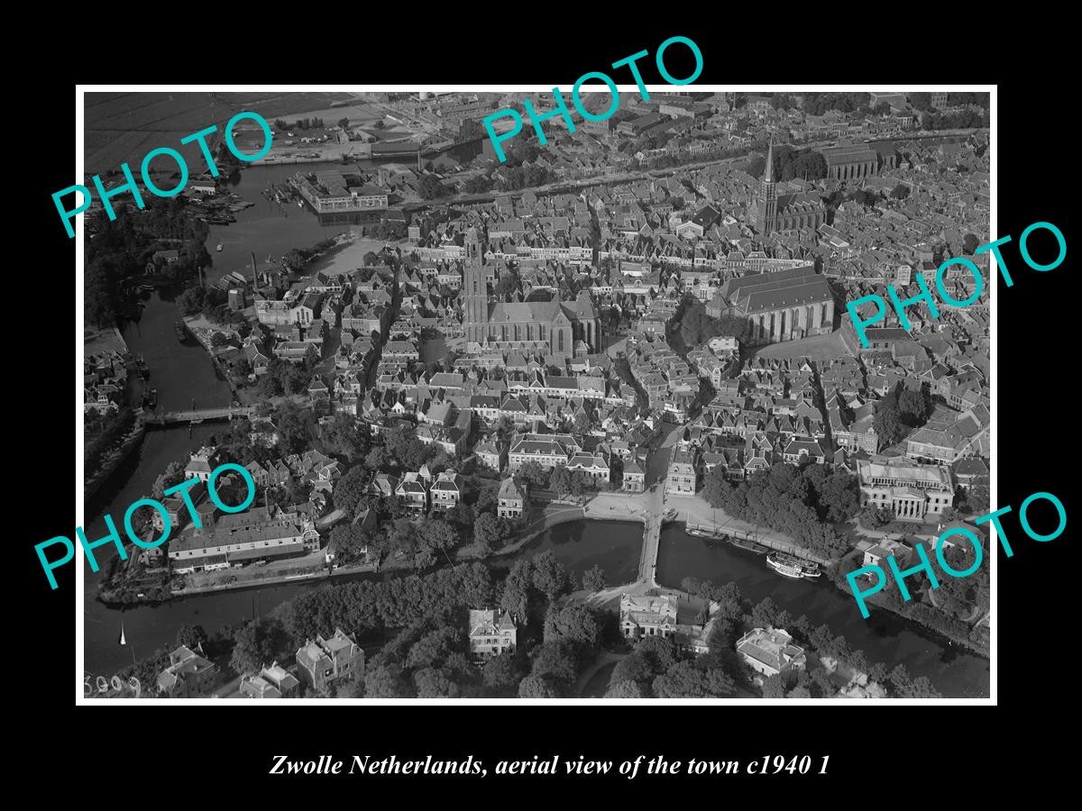 Zwolle Netherlands Holland Town Aerial View c1940 2 Old Large Historic Photo