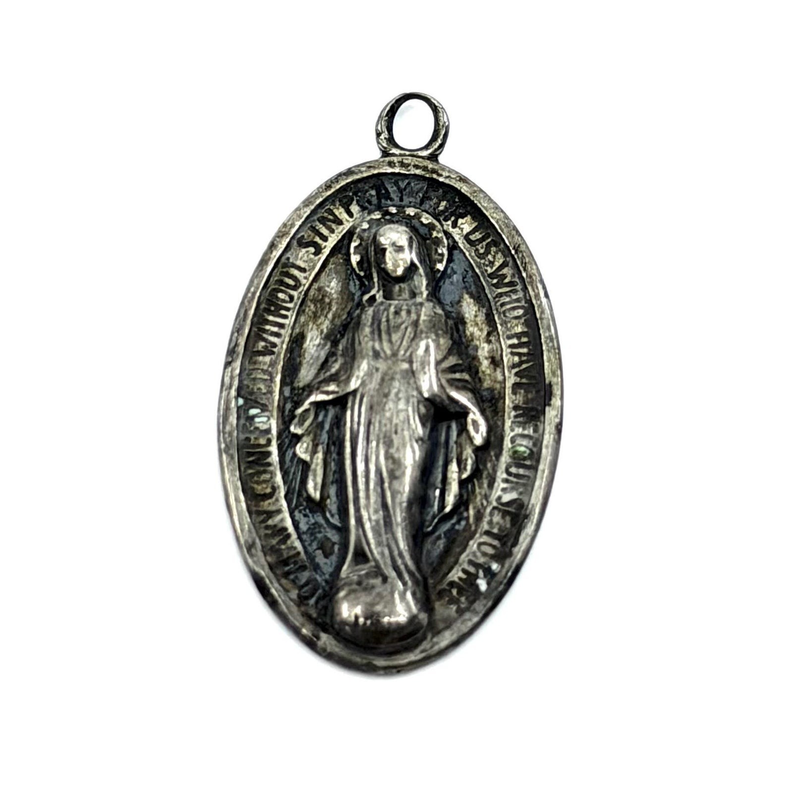 Vintage Sterling Silver RLP Blessed Medal Mary Prayer Saint Medal
