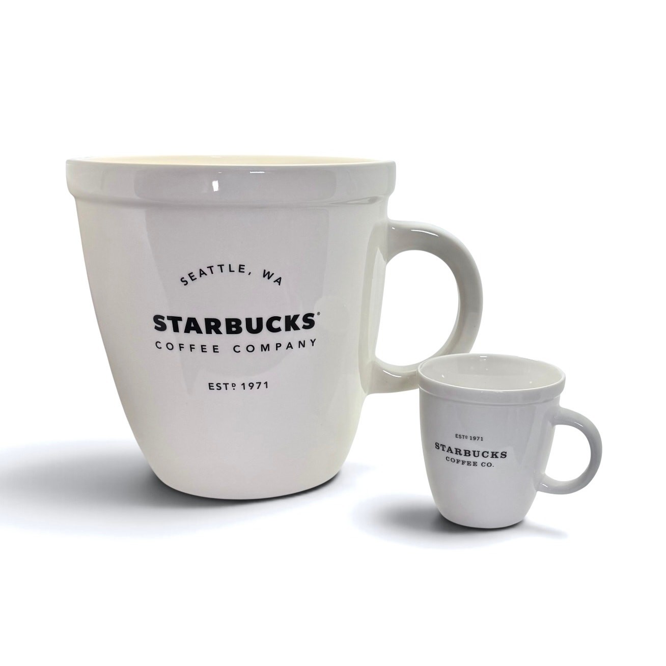 Starbucks ABBEY Oversize HUGE Logo 2016 Giant Ceramic Coffee Mug Cup SET 138 oz