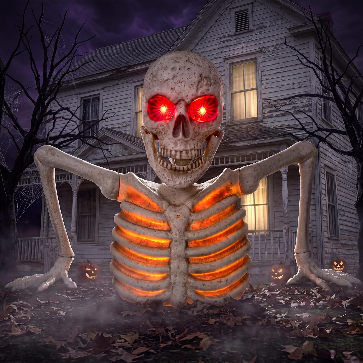 3.3Ft Animated Groundbreaker Skeleton, Light Up Sensor Creepy Sound Halloween 3.3Ft Animated Groundbreaker Skeleton, Light Up Sensor Creepy Sound Halloween
