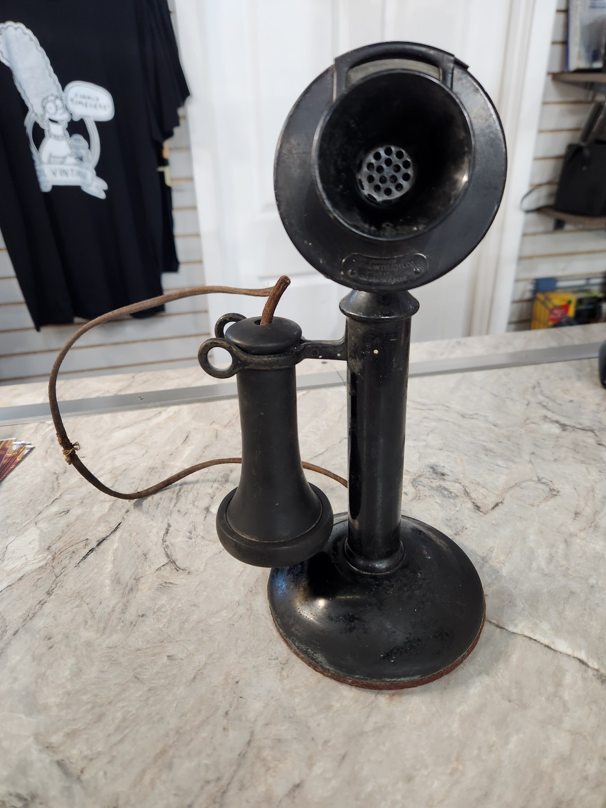Antique 1900s American Tel & Tel Co Candlestick Telephone w Receiver Antique 1900s American Tel & Tel Co Candlestick Telephone w Receiver