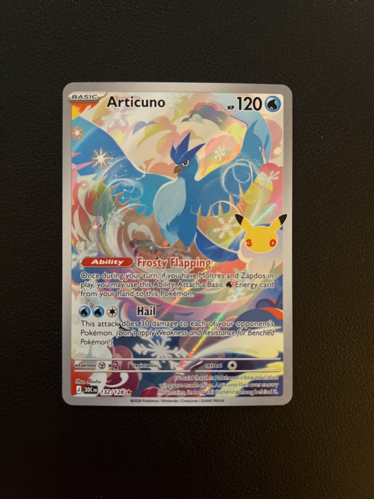 Pokémon 30th Celebration Articuno 132/128 Illustration Rare