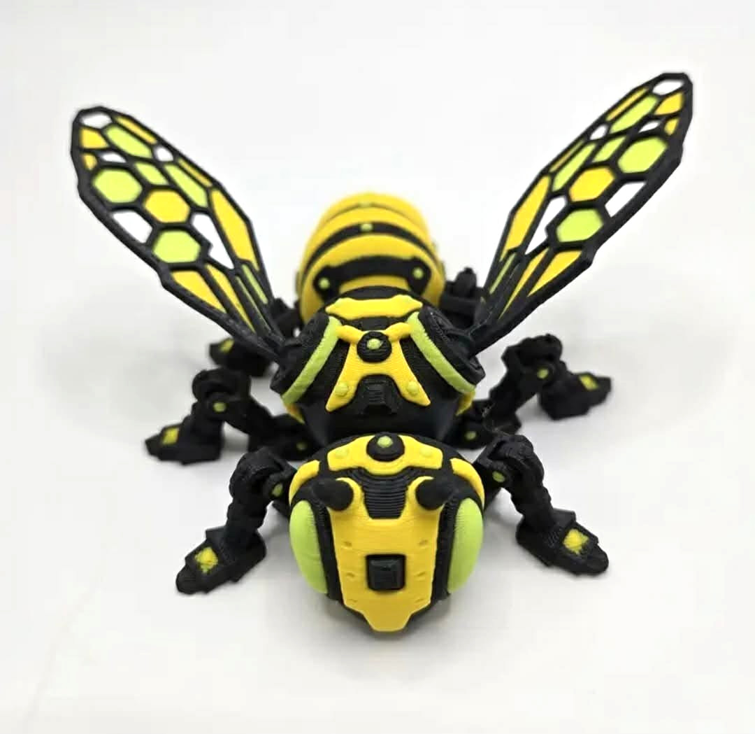 3D Printed Cyber Bee Articulating Poseable Futuristic Desk Decor Figure 3D Printed Cyber Bee Articulating Poseable Futuristic Desk Decor Figure