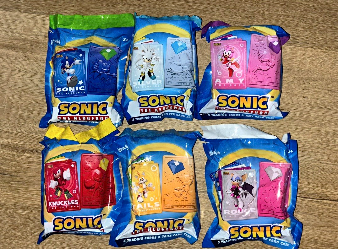 Wendy\'s Sonic the Hedgehog Sealed Trading Card Pack Lot - 6 Packs, 5 Cards