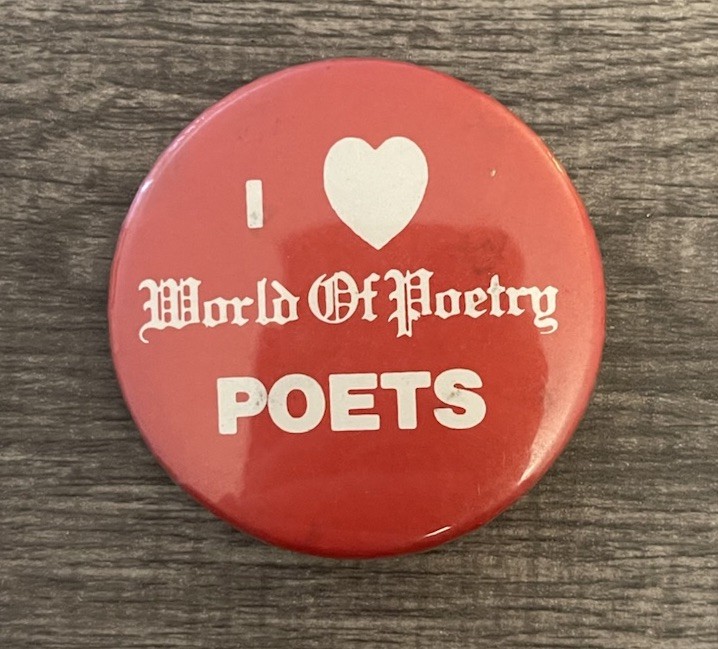 Vintage I Love World Of Poetry Poets Pinback Button