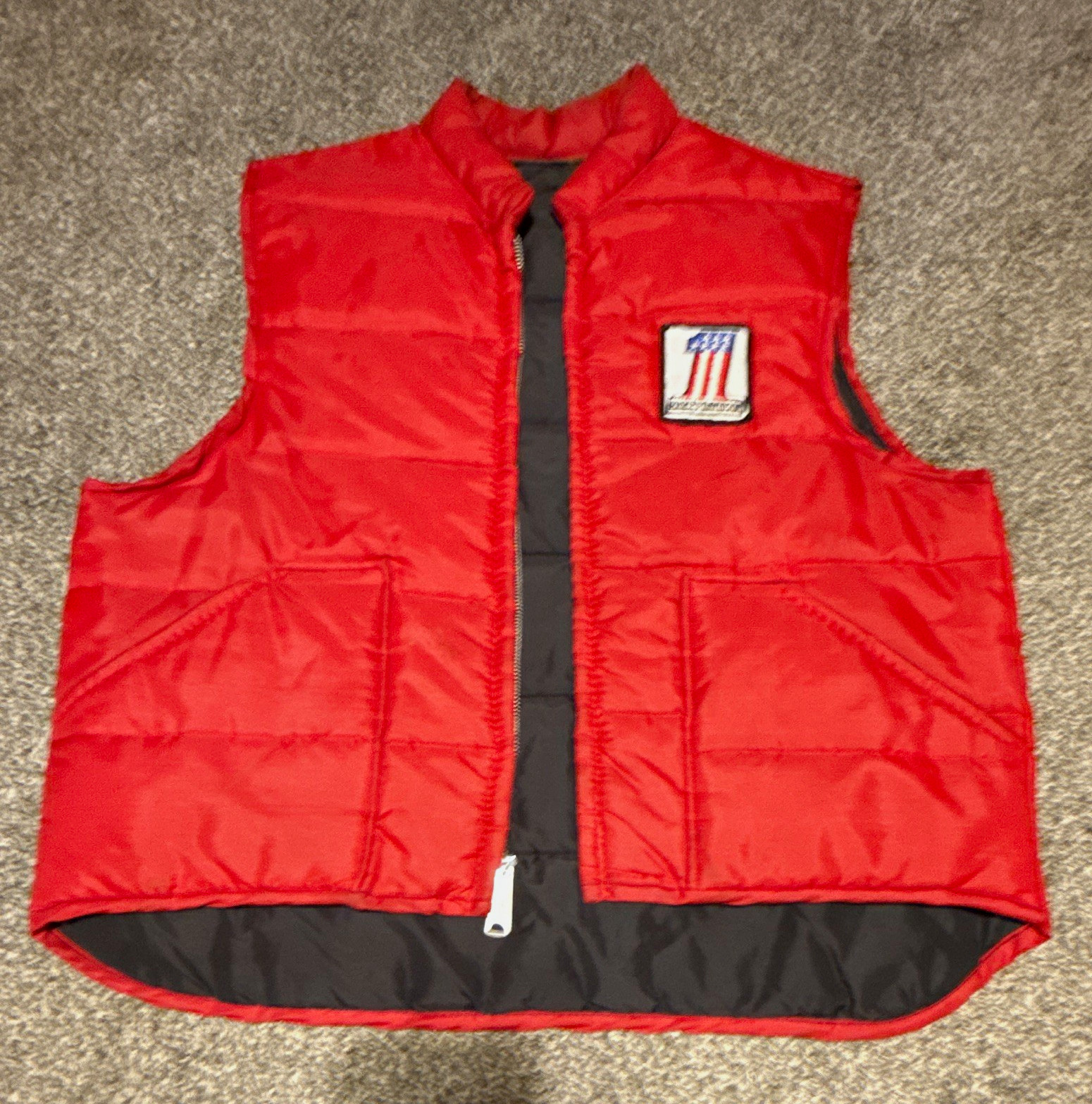 Vintage 1970-1980’s Harley-Davidson Red Quilted Puffer Zip-Up Vest Size Medium Vintage 1970-1980’s Harley-Davidson Red Quilted Puffer Zip-Up Vest Size Medium