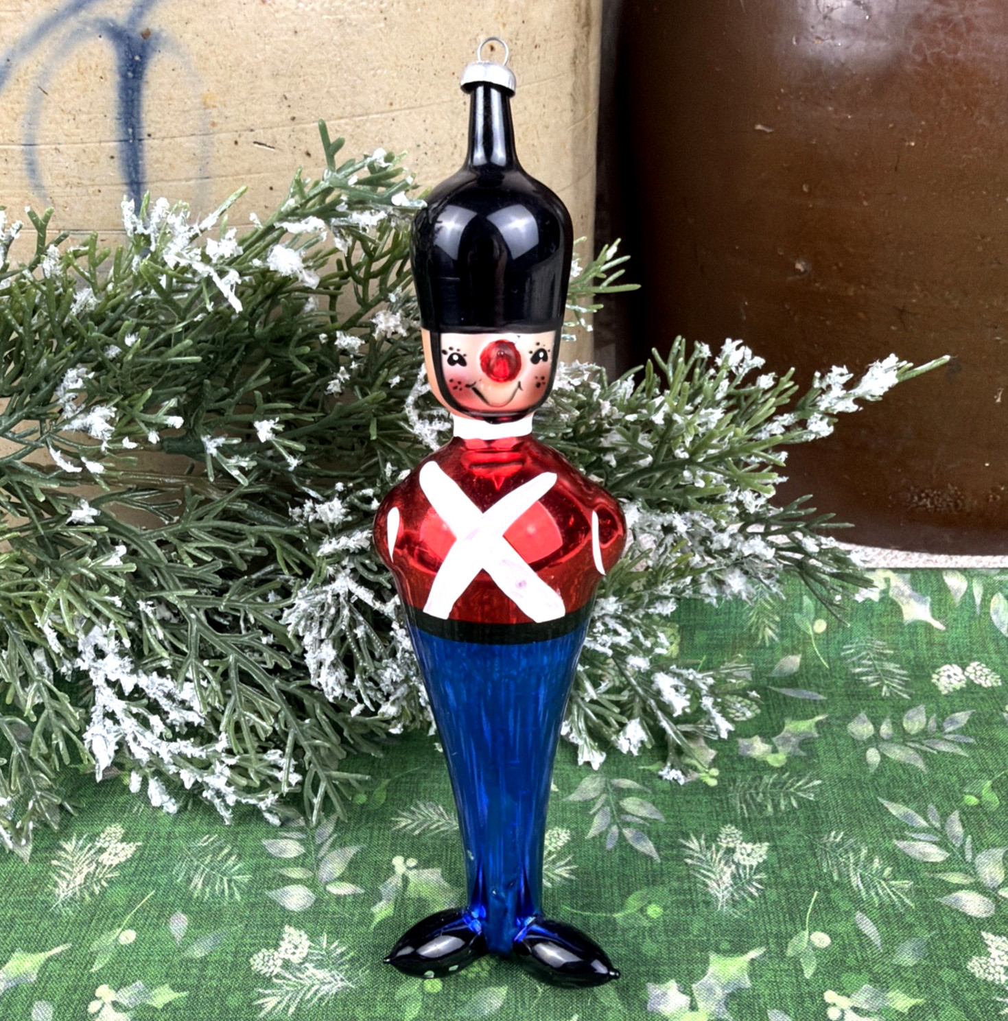 VTG De Carlini Italy Blown Glass Toy Soldier Christmas Ornament 7\
