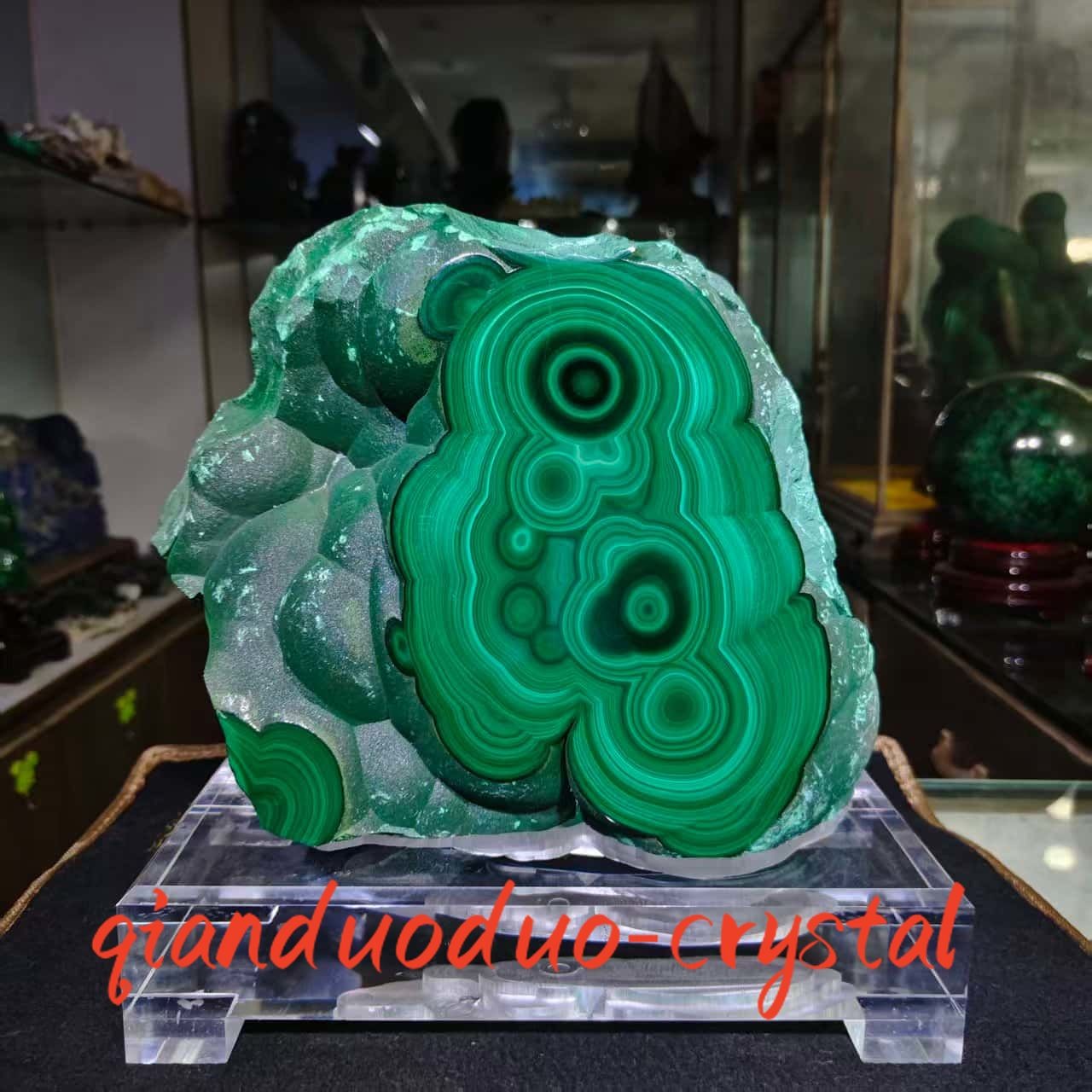 18.5LB Rare Natural Malachite Quartz Crystal Mineral specimens Reiki Decor+stand