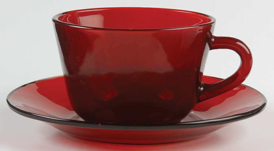 Anchor Hocking R1700 Royal Ruby Cup &Saucer Set 2615396