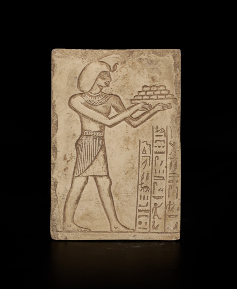 Pharaonic relief carved limestone wall panel of divine royalty, Historic treasur Pharaonic relief carved limestone wall panel of divine royalty, Historic treasur