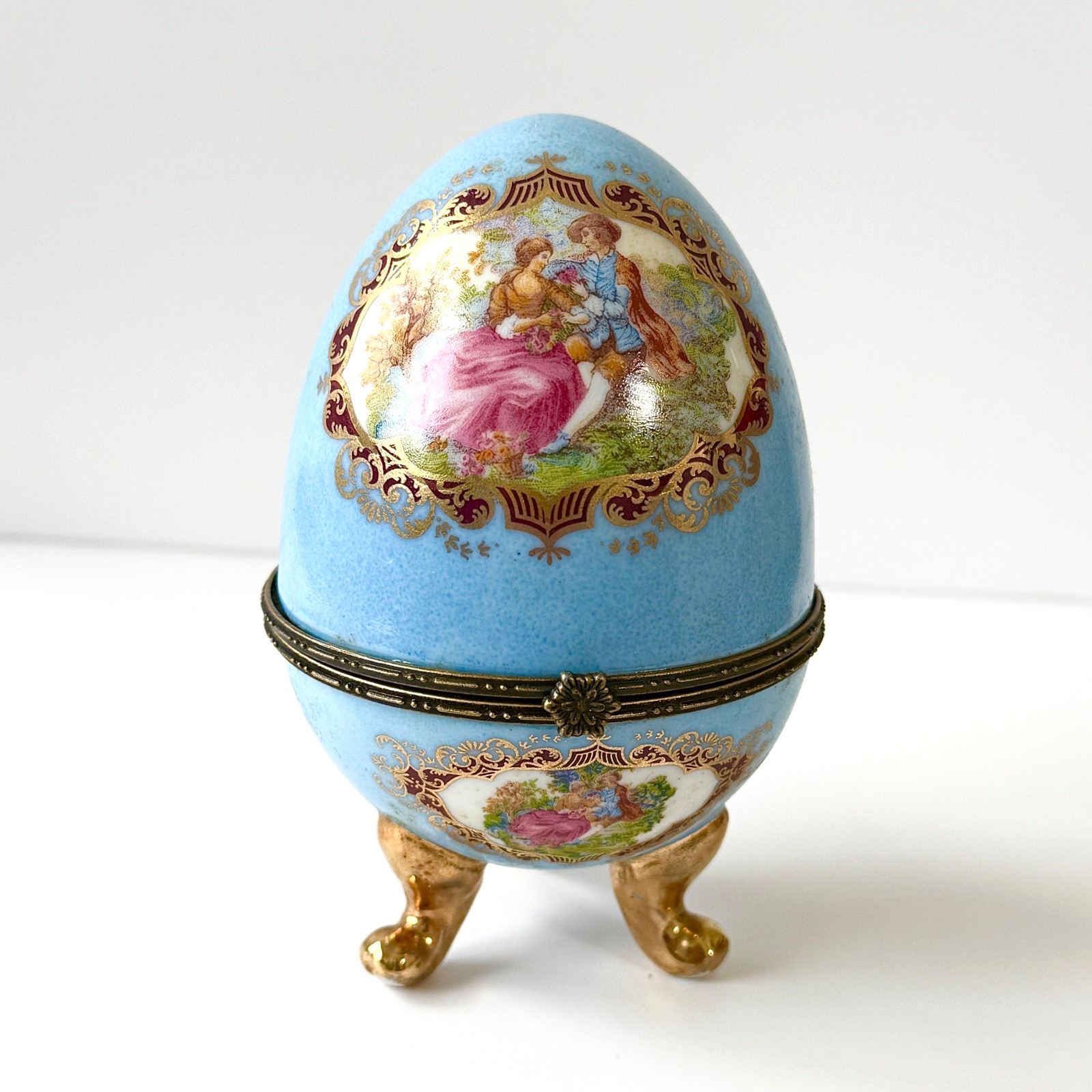 Haas & Czjzek H&C 1792 Porcelain Egg Trinket Box Hand Painted