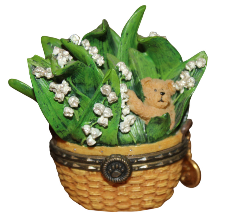 Boyds Bears Beary Blossoms May Trinket Treasure Box #392204 Flower Basket RARE