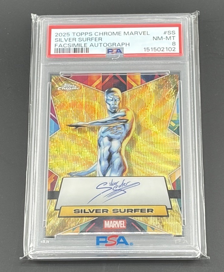 2025 TOPPS CHROME MARVEL FACSIMILE AUTOS #SS SILVER SURFER 5/50 PSA 8