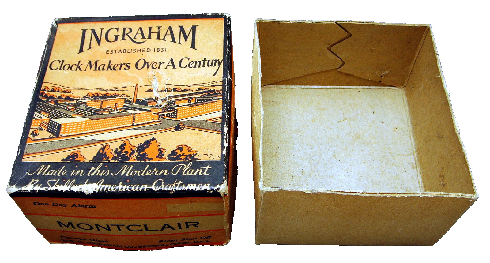 Vintage Ingraham Montclair Alarm Clock Box Only Very Graphic