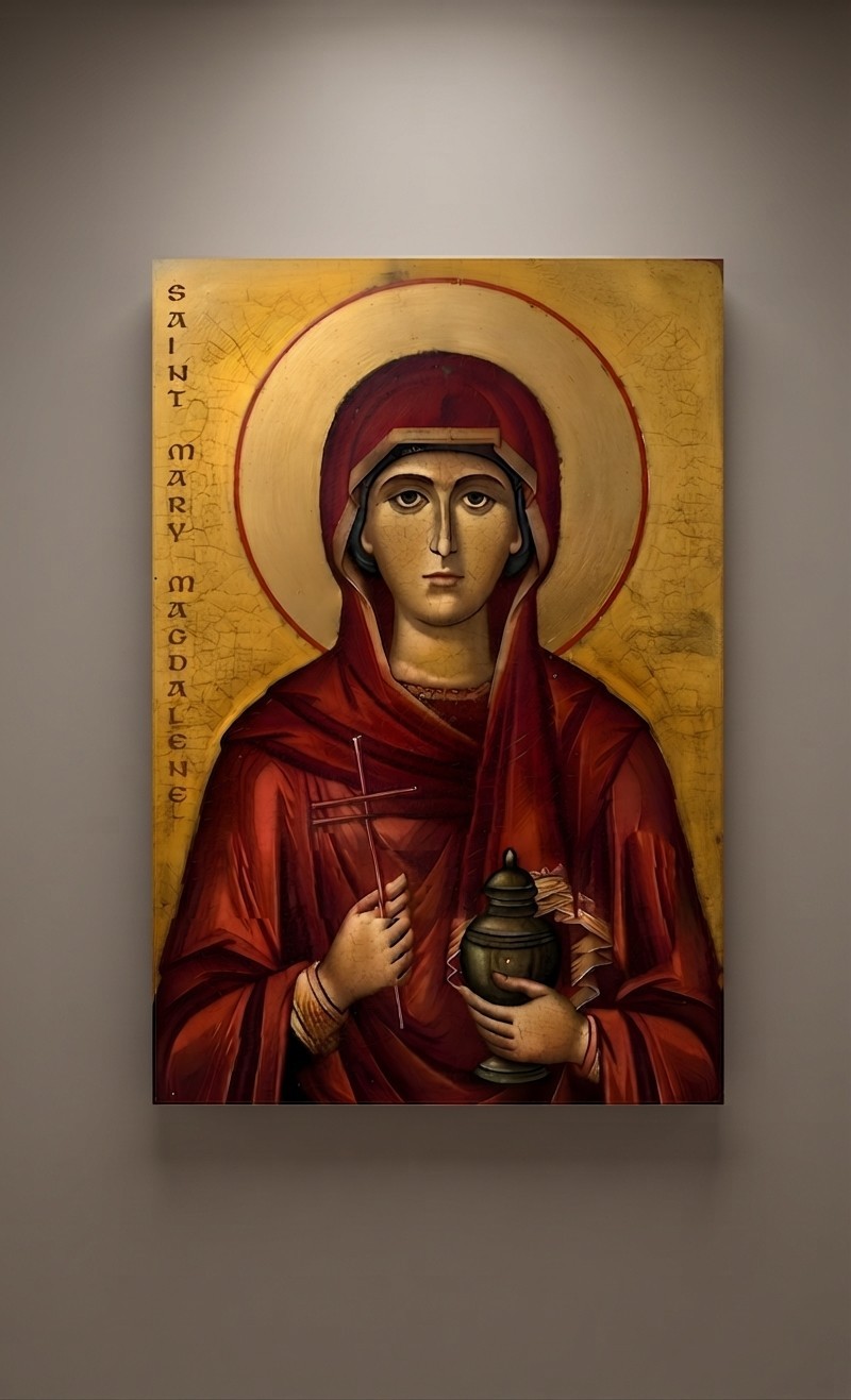 Saint Mary Magdalene Masterpiece Hardwood Icon | Handmade | Byzantine Art Saint Mary Magdalene Masterpiece Hardwood Icon | Handmade | Byzantine Art