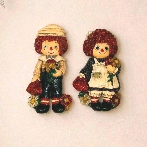 Vintage Raggedy Ann & Andy Chalkware Wall Plaques 14” Mid-Century Wall Decor Vintage Raggedy Ann & Andy Chalkware Wall Plaques 14” Mid-Century Wall Decor