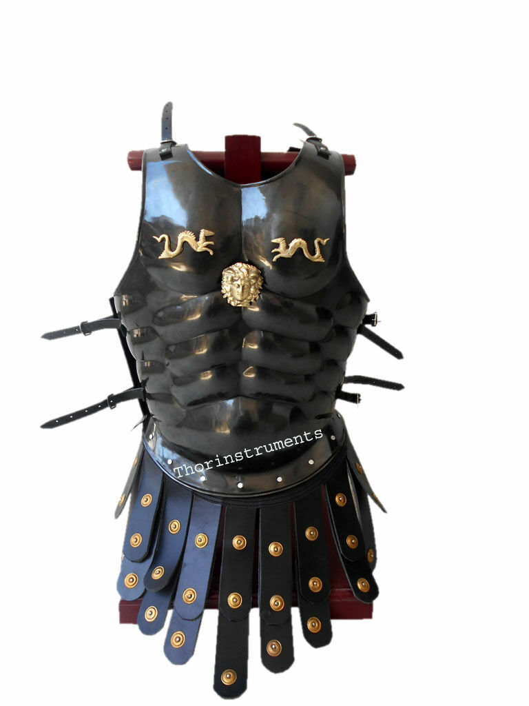 ROMAN MUSCLE ARMOUR CUIRASS BLACK MUSCLE W/APRON BELT Christmas COSTUME NEW GIFT ROMAN MUSCLE ARMOUR CUIRASS BLACK MUSCLE W/APRON BELT Christmas COSTUME NEW GIFT