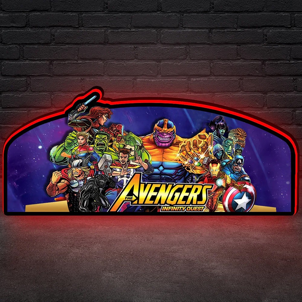 Avengers Infinity Quest Pinball Topper 3D LED Printed Lightbox Arcade Decor--