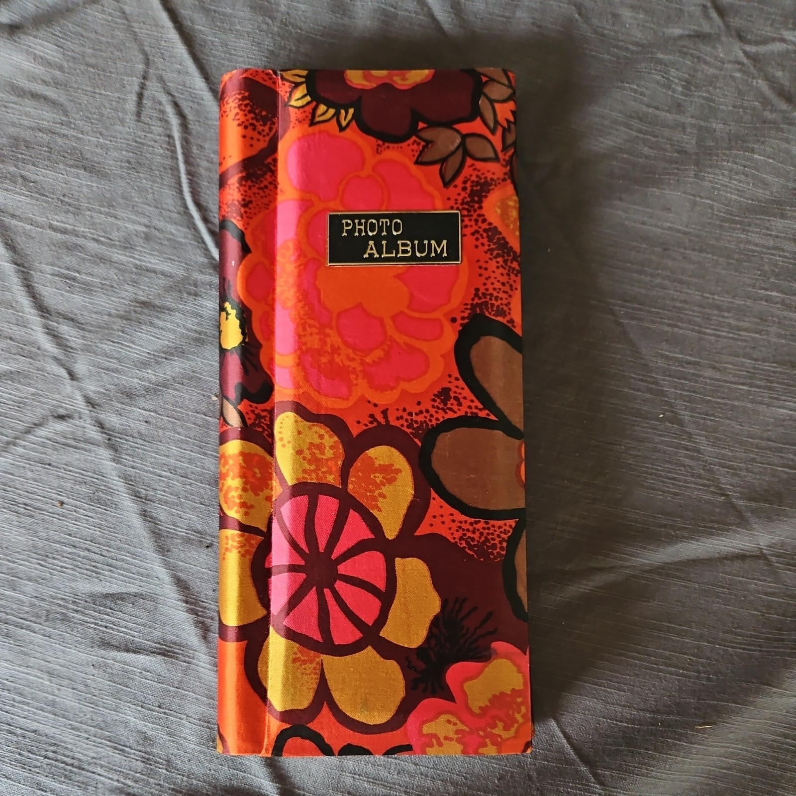 Groovy Vintage 70s Flower Power Floral Photo Album Hippie pink mustard maroon 