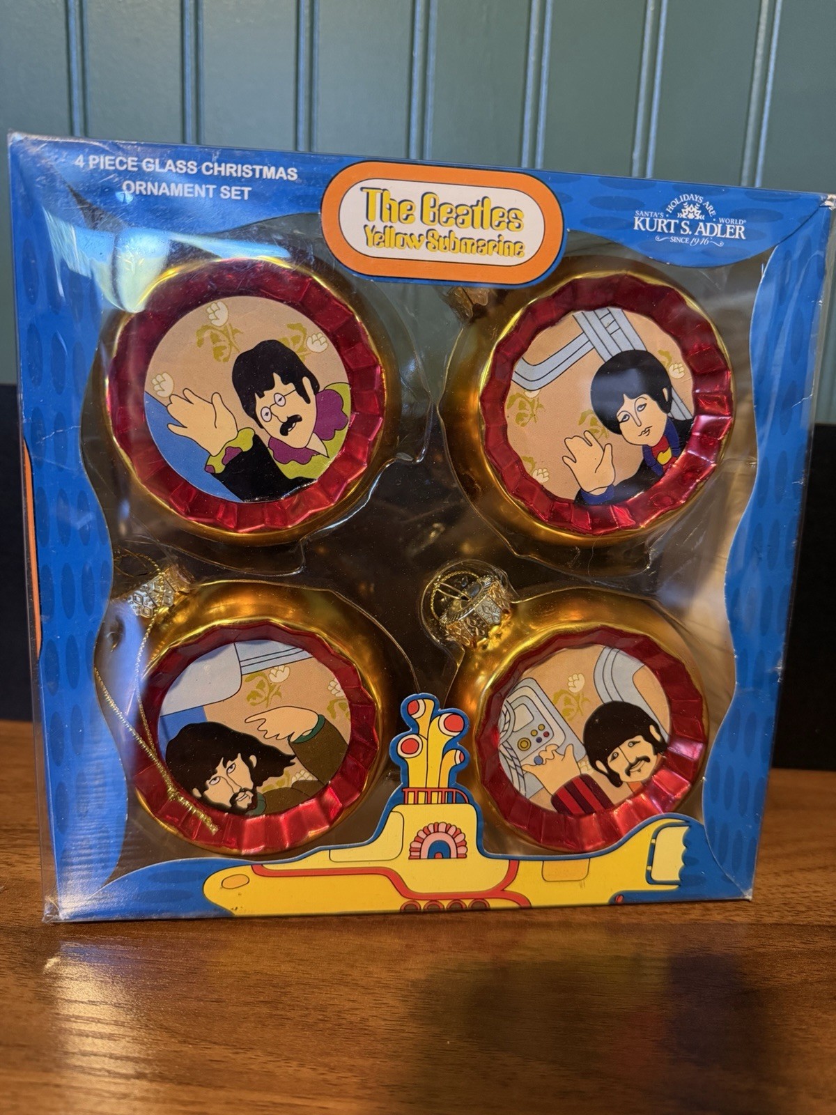 The Beatles YELLOW SUBMARINE Kurt Adler Set Of GLASS ORNAMENTS Extremely Rare The Beatles YELLOW SUBMARINE Kurt Adler Set Of GLASS ORNAMENTS Extremely Rare