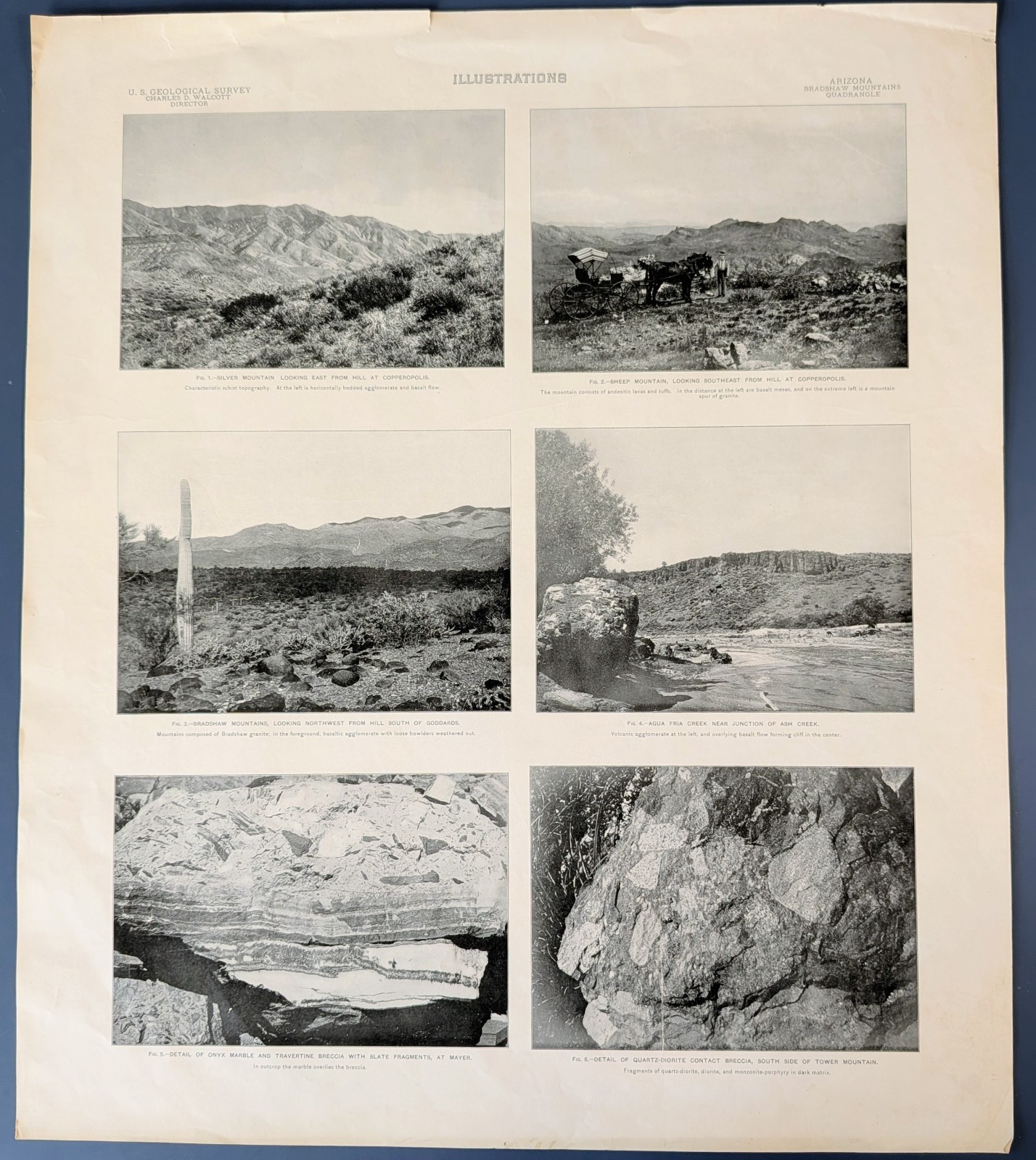1905 USGS Bradshaw Mountains Arizona Photo Plate Walcott Survey Geological Print 1905 USGS Bradshaw Mountains Arizona Photo Plate Walcott Survey Geological Print