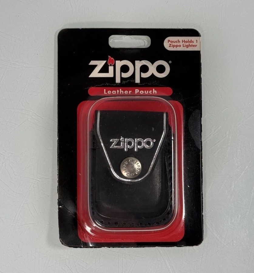 NEW Zippo Black Leather Pouch Lighter Case w/ Metal Belt Clip, LPCBK LTR - NOS