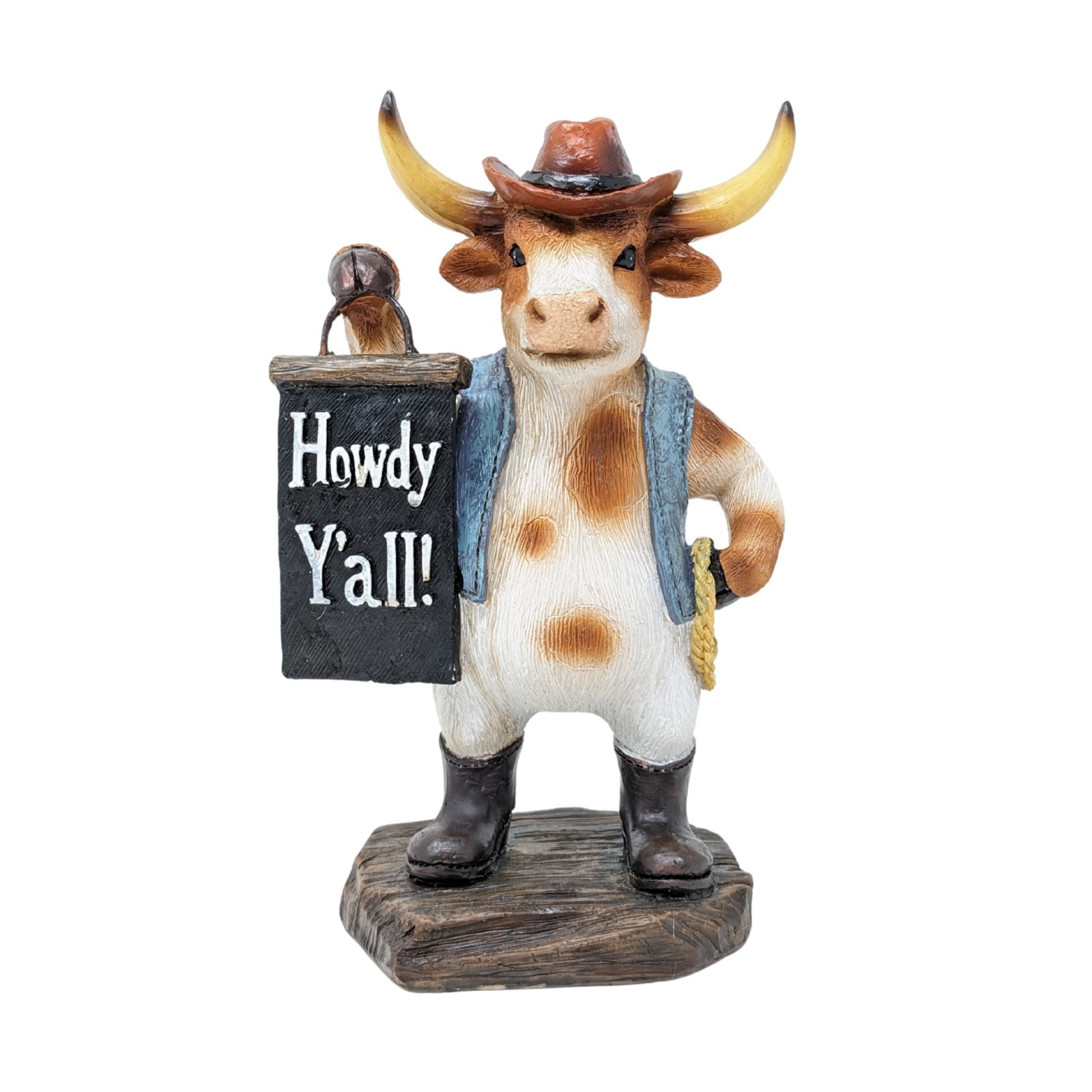 BestGiftEver Western Longhorn Bull Cowboy Figurine Resin Farmhouse Decor