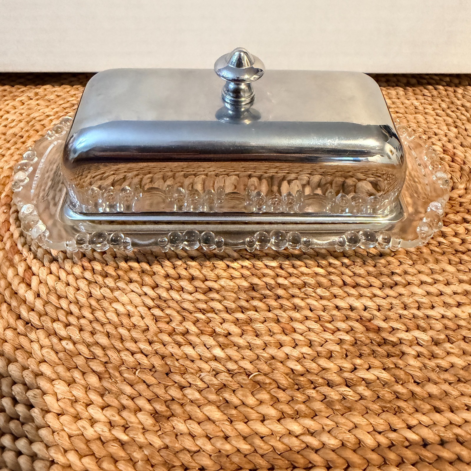 Antique Glass Butter Dish 1908 Wedding Gift Brimfield Hammonton NJ Provenance