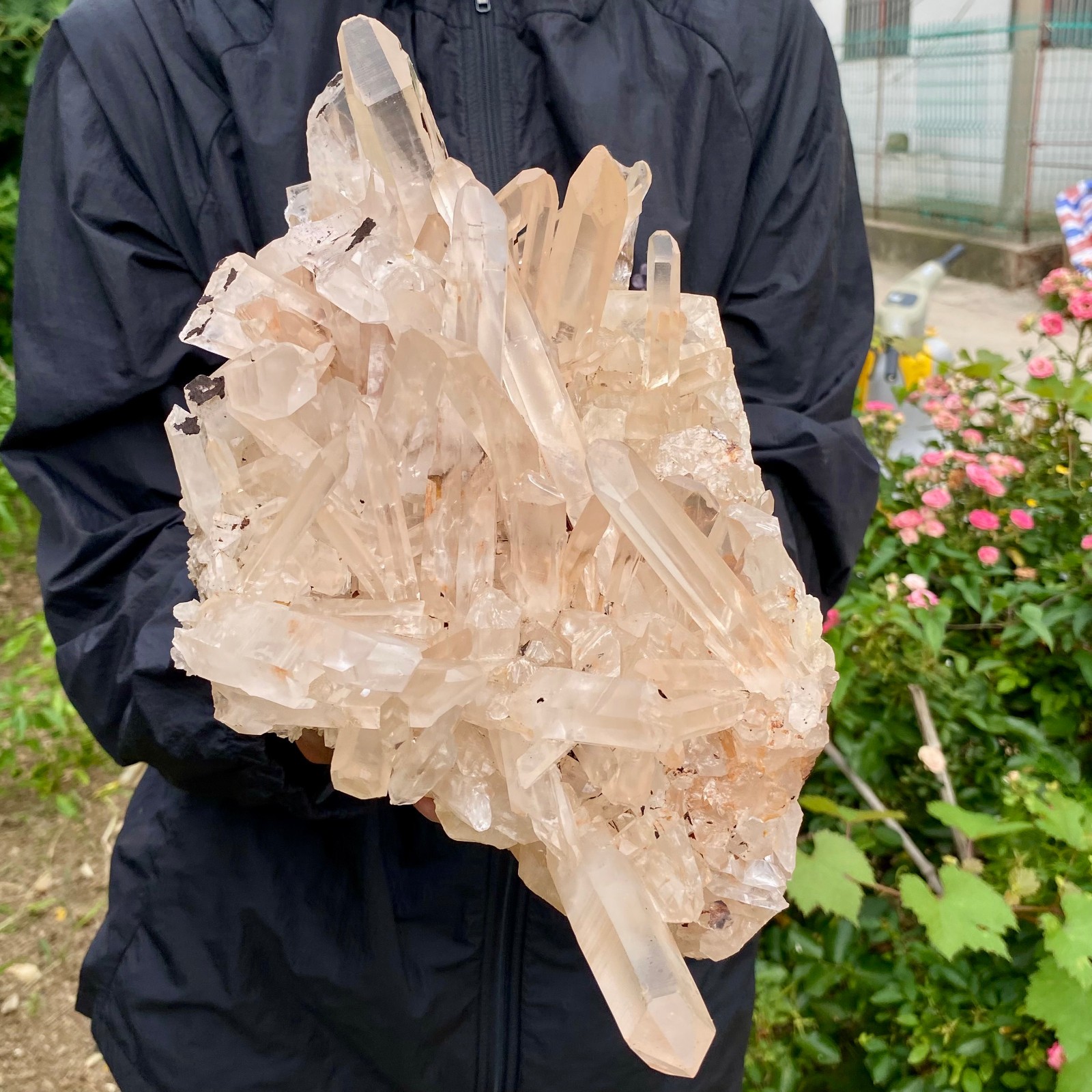 9.23LB ransparent, natural and beautiful white quartz crystal cluste