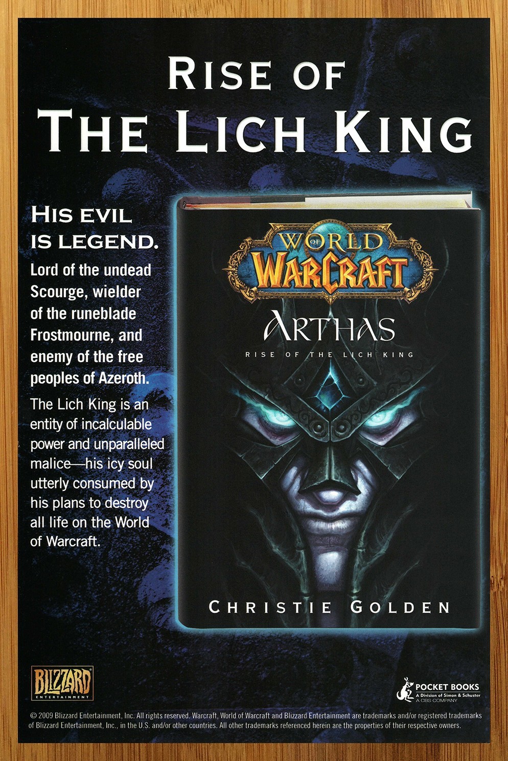 2009 World of Warcraft Arthas Rise of the Lich King Print Ad/Poster Book Art 00s