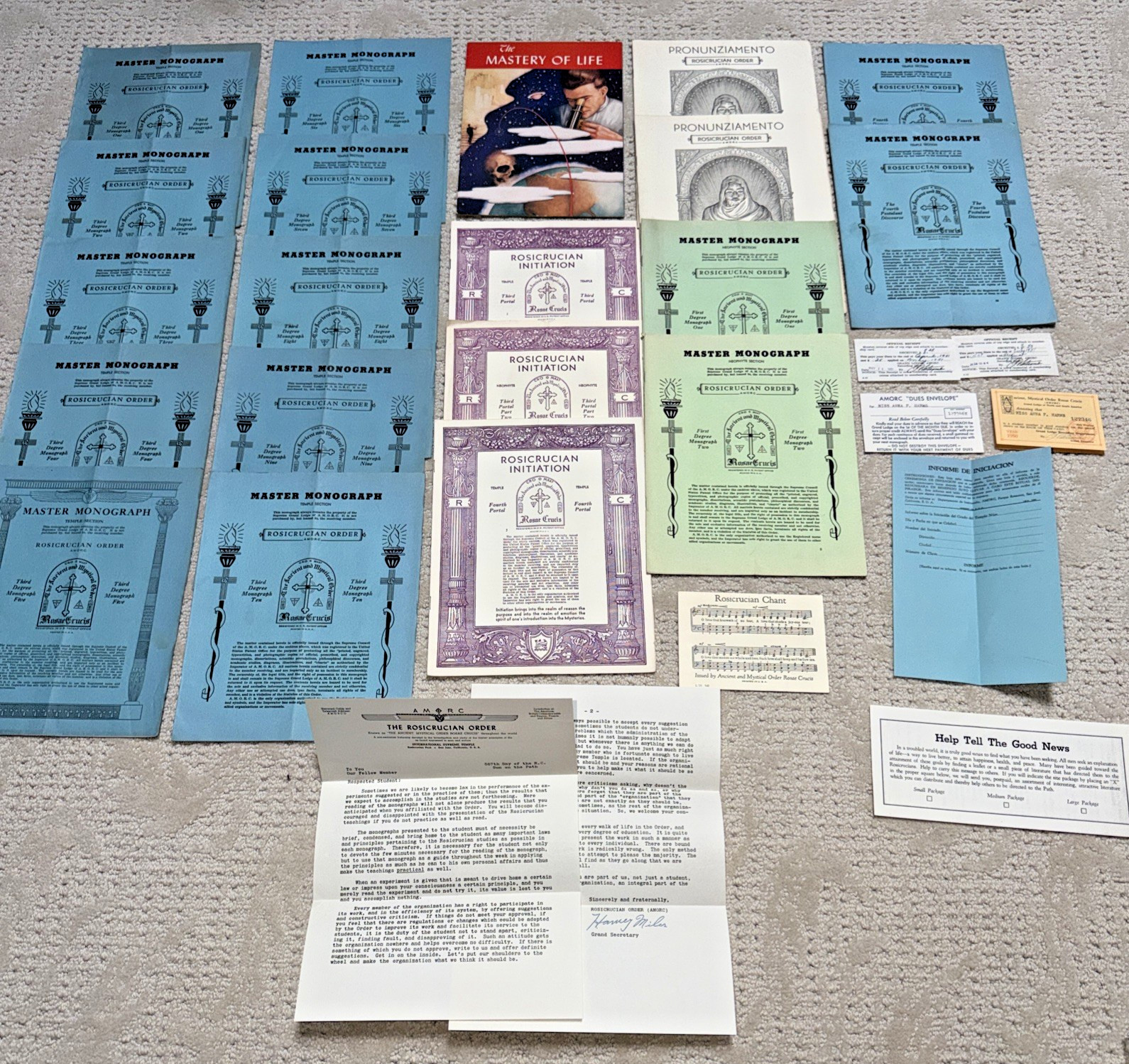 28 - 1950s ROSICRUCIAN ORDER Books & Documents MASTER MONOGRAPH / Letter / Cards 28 - 1950s ROSICRUCIAN ORDER Books & Documents MASTER MONOGRAPH / Letter / Cards