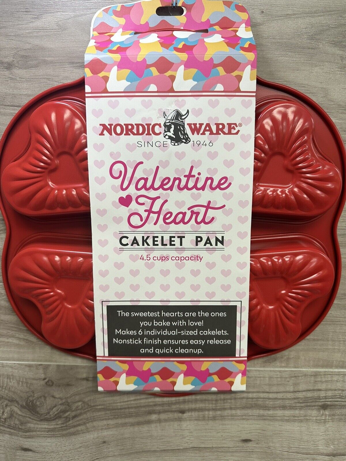 Nordic Ware Heart Cakelette Cake Pan Mold Form 6 Cavity Non-Stick