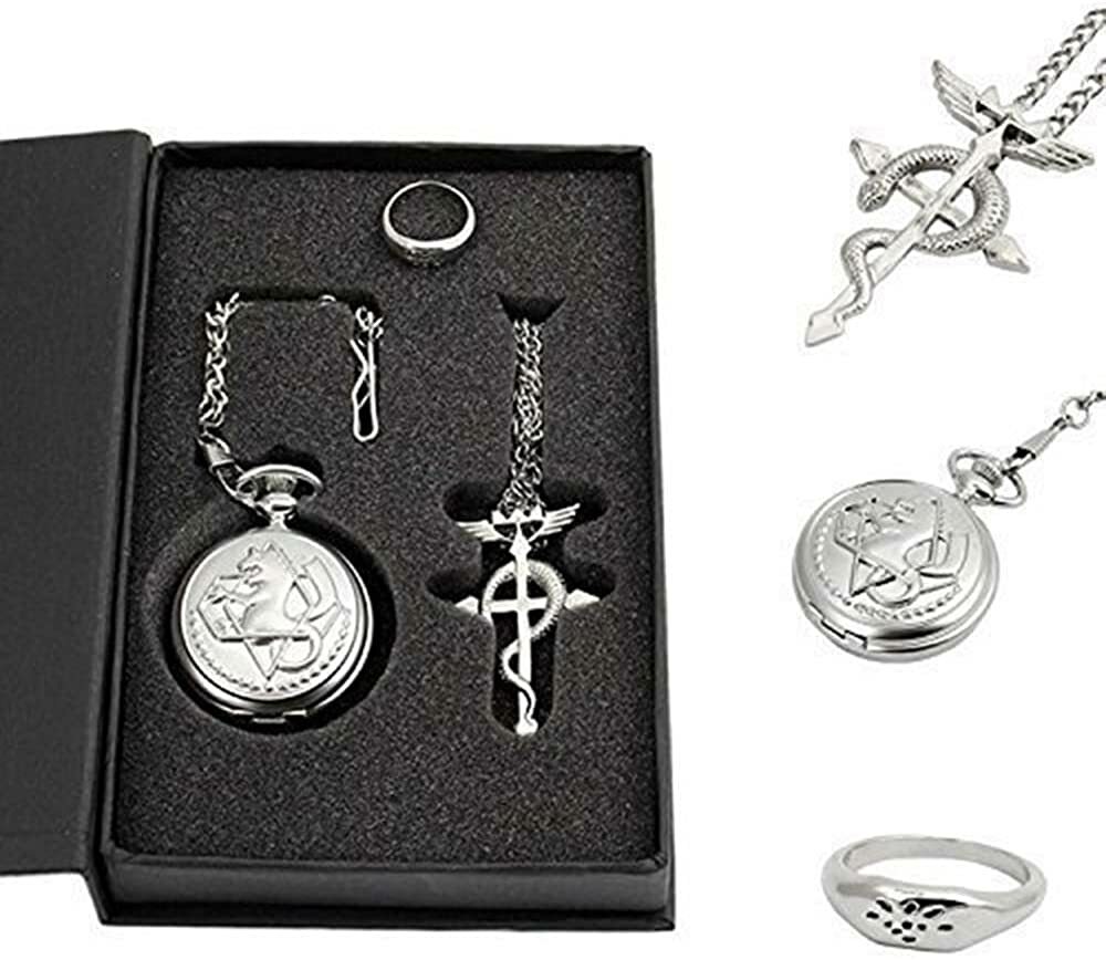 Full Metal Alchemist Pocket Watch Necklace Ring Edward Elric Anime Cosplay Gift Full Metal Alchemist Pocket Watch Necklace Ring Edward Elric Anime Cosplay Gift