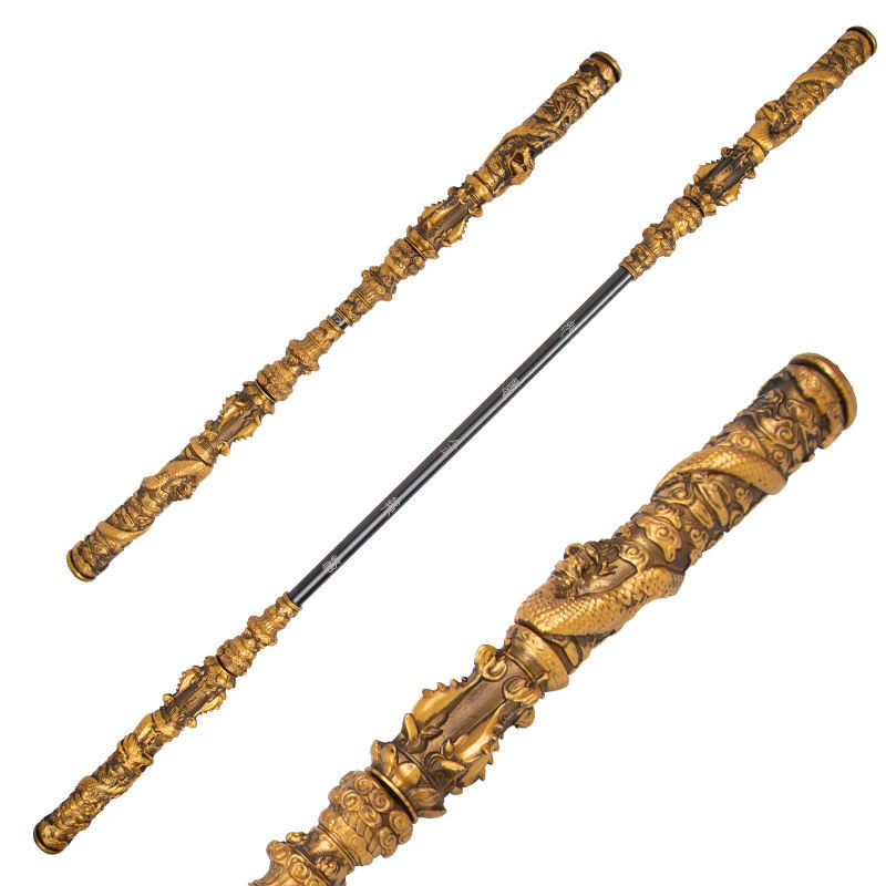 Black Myth Wukong Metal Staff 167cm Golden Dragon Extendable Cosplay Replica
