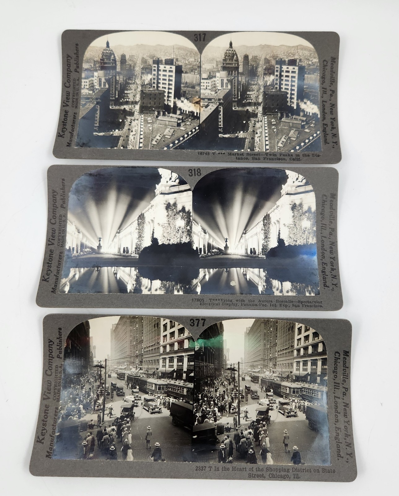 Lot 3 Keystone Stereoview Photo Cards Early 1900\'s California, Chicago #18 Lot 3 Keystone Stereoview Photo Cards Early 1900\'s California, Chicago #18