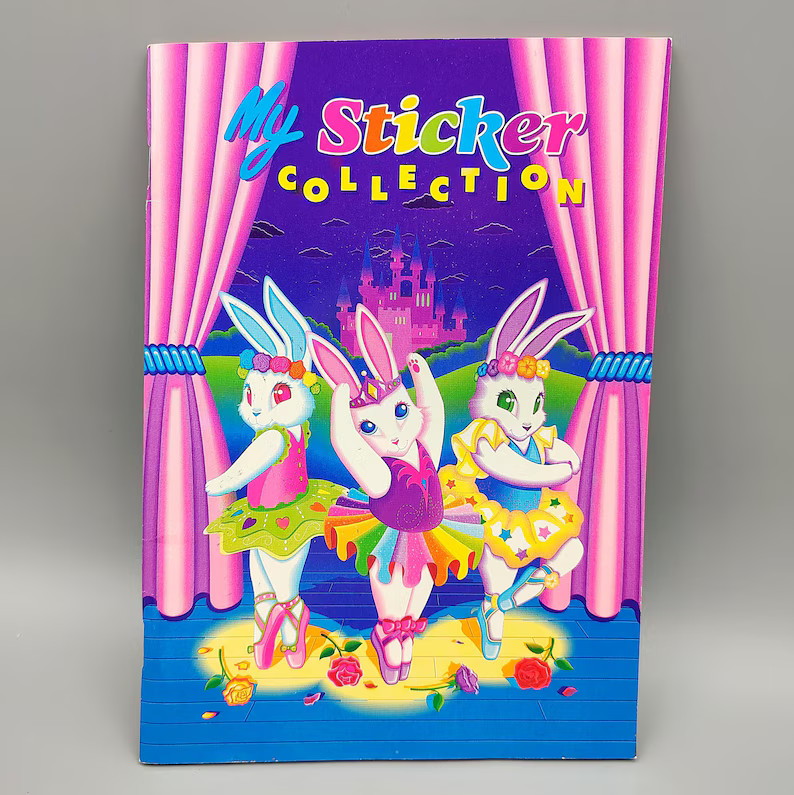 Vintage Lisa Frank My Sticker Collection Notebook Book Ballerina Bunnies