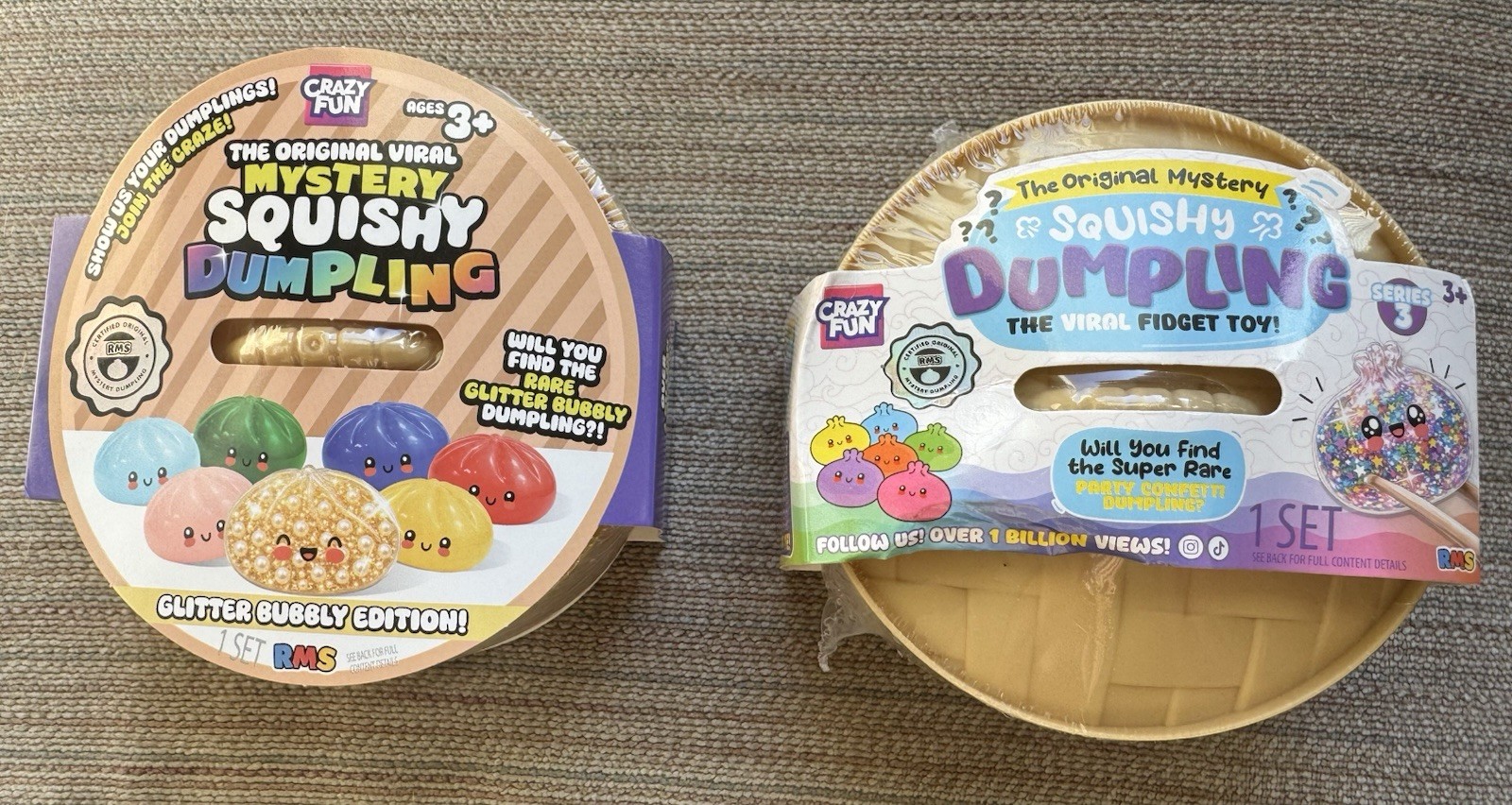 Crazy Fun Mystery Squishy Dumpling Glitter Bubbly Edition & Series 3 Lot NEW RMS