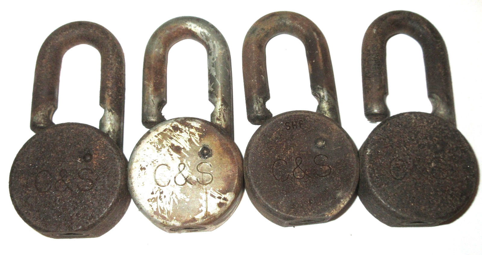 Antique American Hardened  USA  C & S  Railroad Lock No KEYS Rough condition