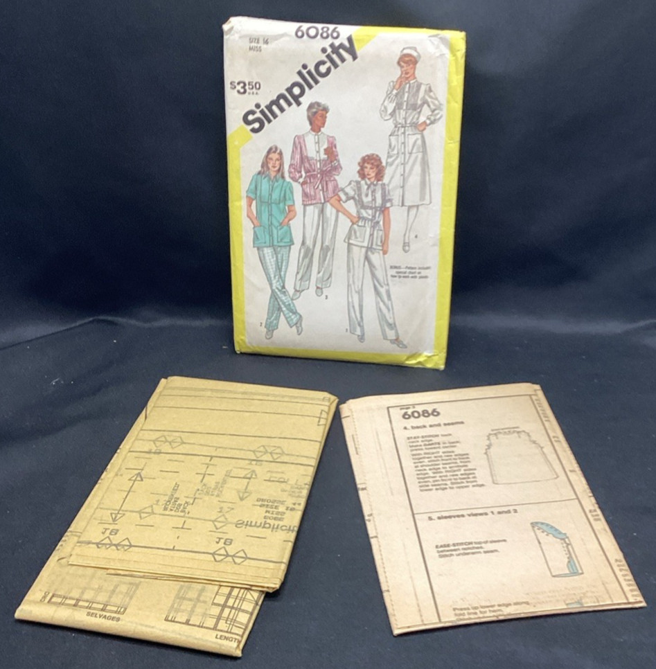 Vtg Sewing Pattern, Simplicity 6086, Nurse Uniform, 16, Uncut - ships free Vtg Sewing Pattern, Simplicity 6086, Nurse Uniform, 16, Uncut - ships free