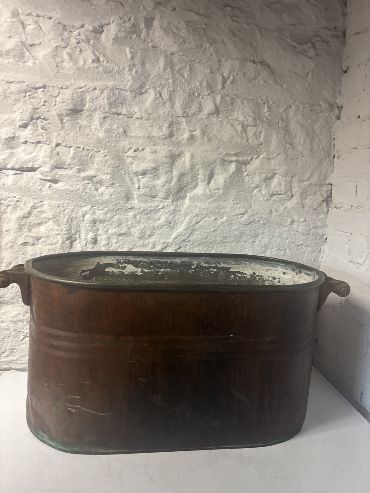 Copper Boiler / Canner / Wash Tub Wooden Handles Early 1900s No Lid Antique
