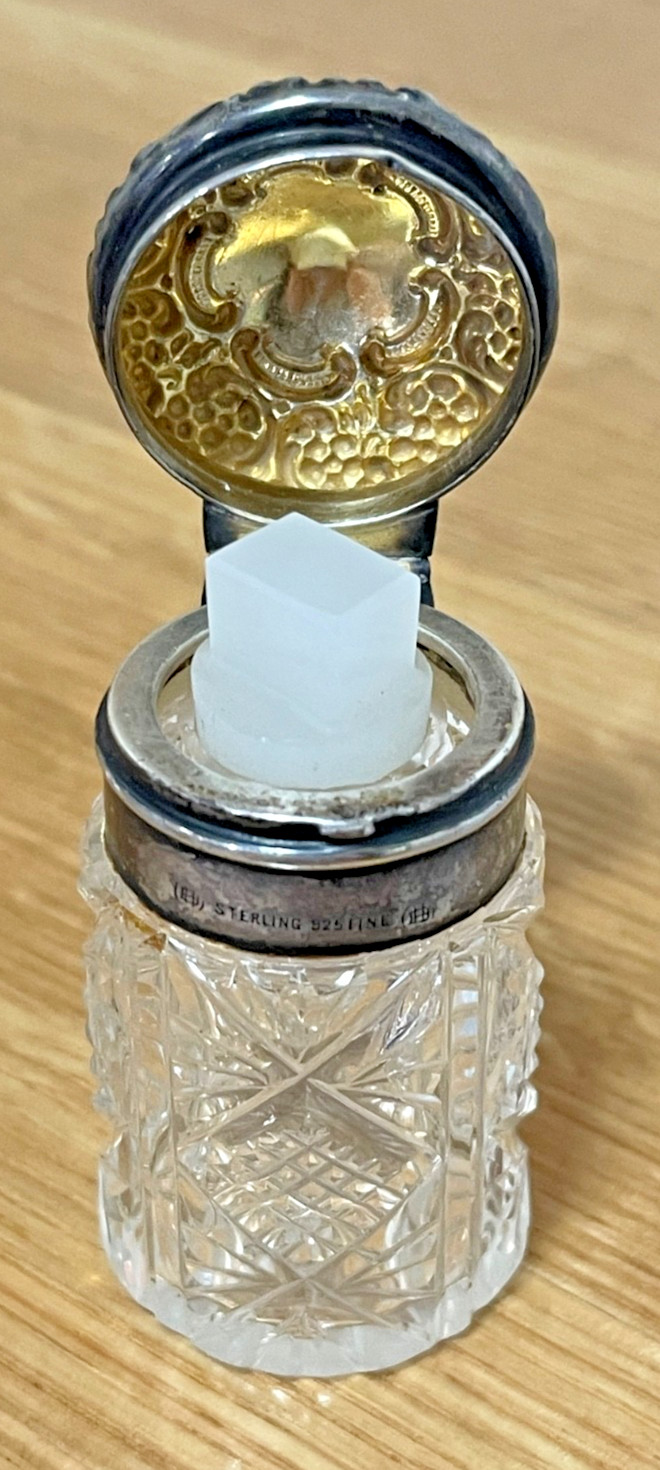 Antique UNGER BROS USA Lead Crystal & Sterling Scent Bottle w/Glass Dauber Antique UNGER BROS USA Lead Crystal & Sterling Scent Bottle w/Glass Dauber