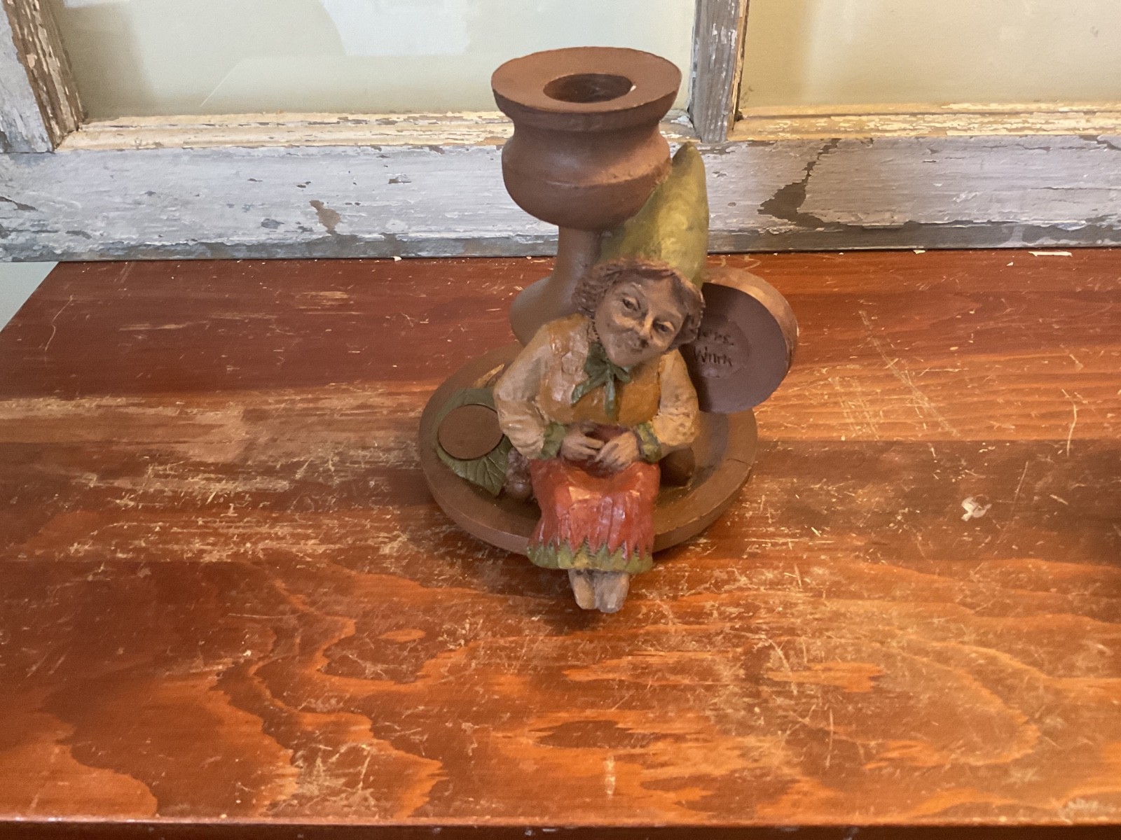 1983 Mrs. Wink Tom Clark Hand Cast Gnome Candlestick folklore - 5” Tall 1983 Mrs. Wink Tom Clark Hand Cast Gnome Candlestick folklore - 5” Tall