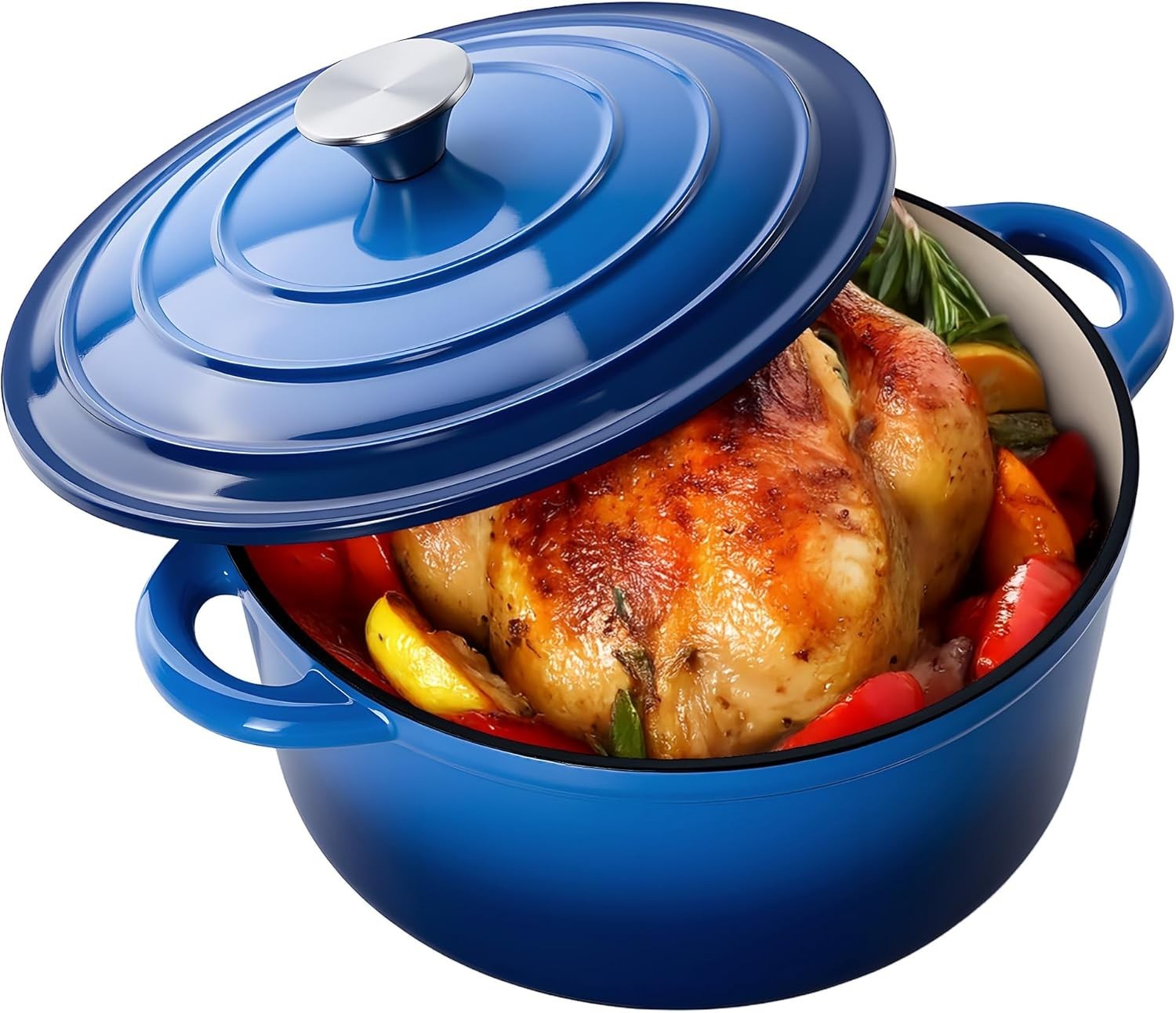 6 Quart Enameled Cast Iron Dutch Oven for Sourdough Bread, Le Creuset with Dual 6 Quart Enameled Cast Iron Dutch Oven for Sourdough Bread, Le Creuset with Dual