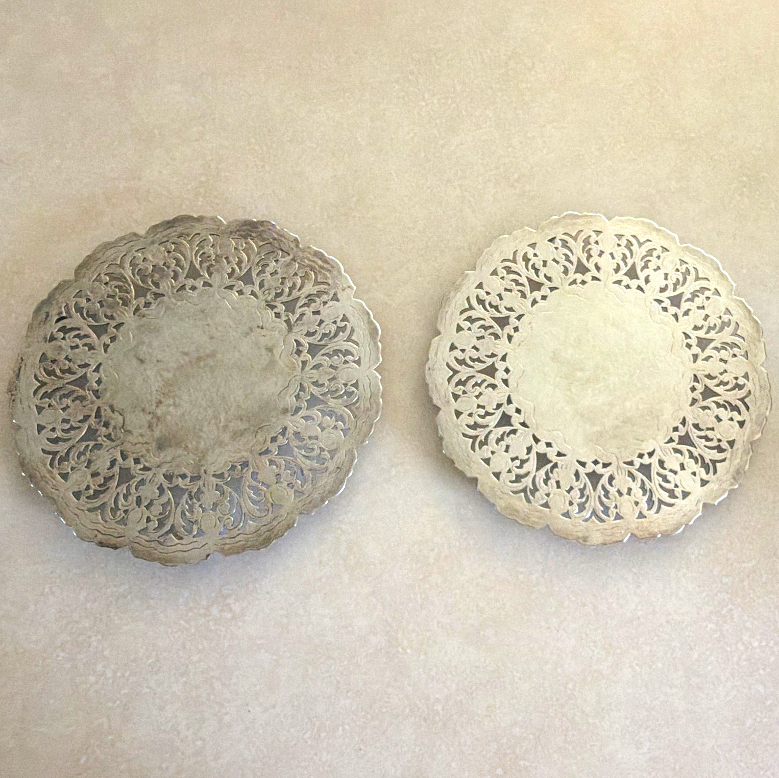 Set of 2 silver plated trivets Marked Denmark Set of 2 silver plated trivets Marked Denmark