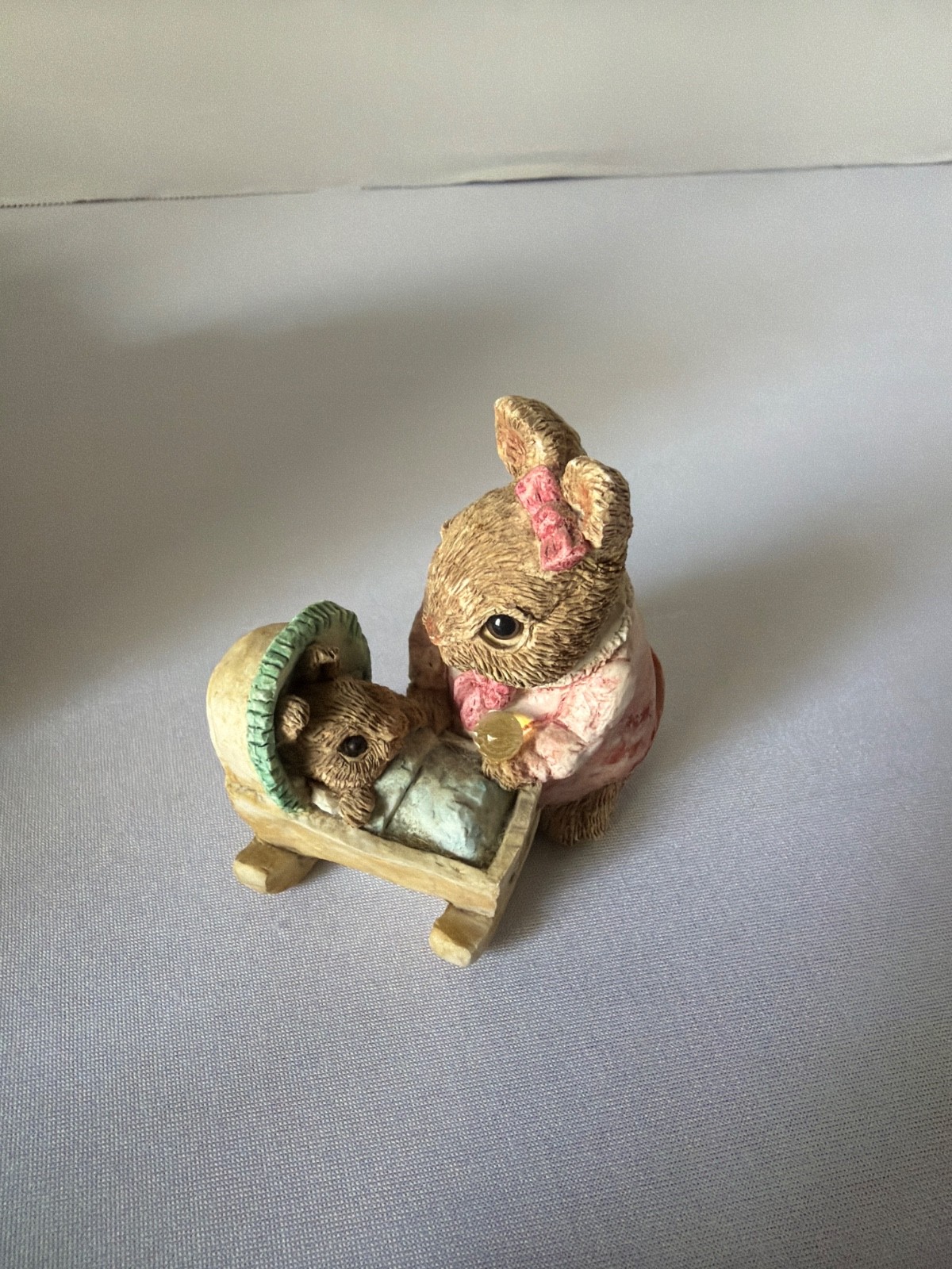 Vintage Easter/Spring “Rock-A-Bye Bunny” Figure Statue by United Design