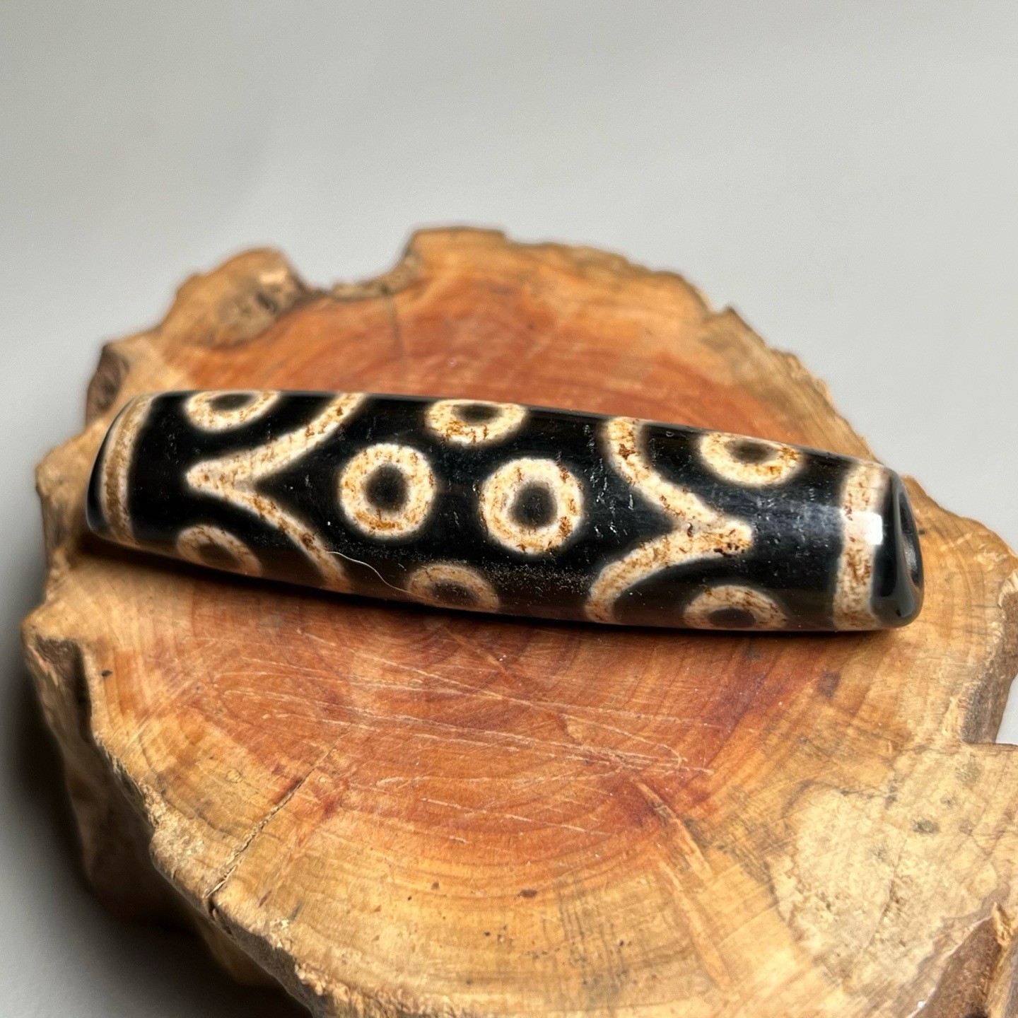 Rare Tibetan Old Agate DZi *15 Eyes* Bead Amulet Pendant 58mm T0617