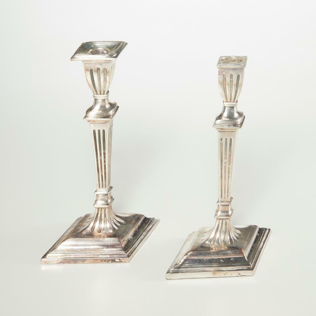 E F Caldwell George III Style Silverplate Candlesticks Pair Of 2 Antique B