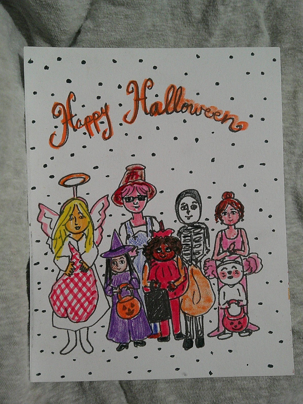 Vintage Style Halloween Greeting Card - Friendly Trick or Treaters - Handmade Vintage Style Halloween Greeting Card - Friendly Trick or Treaters - Handmade