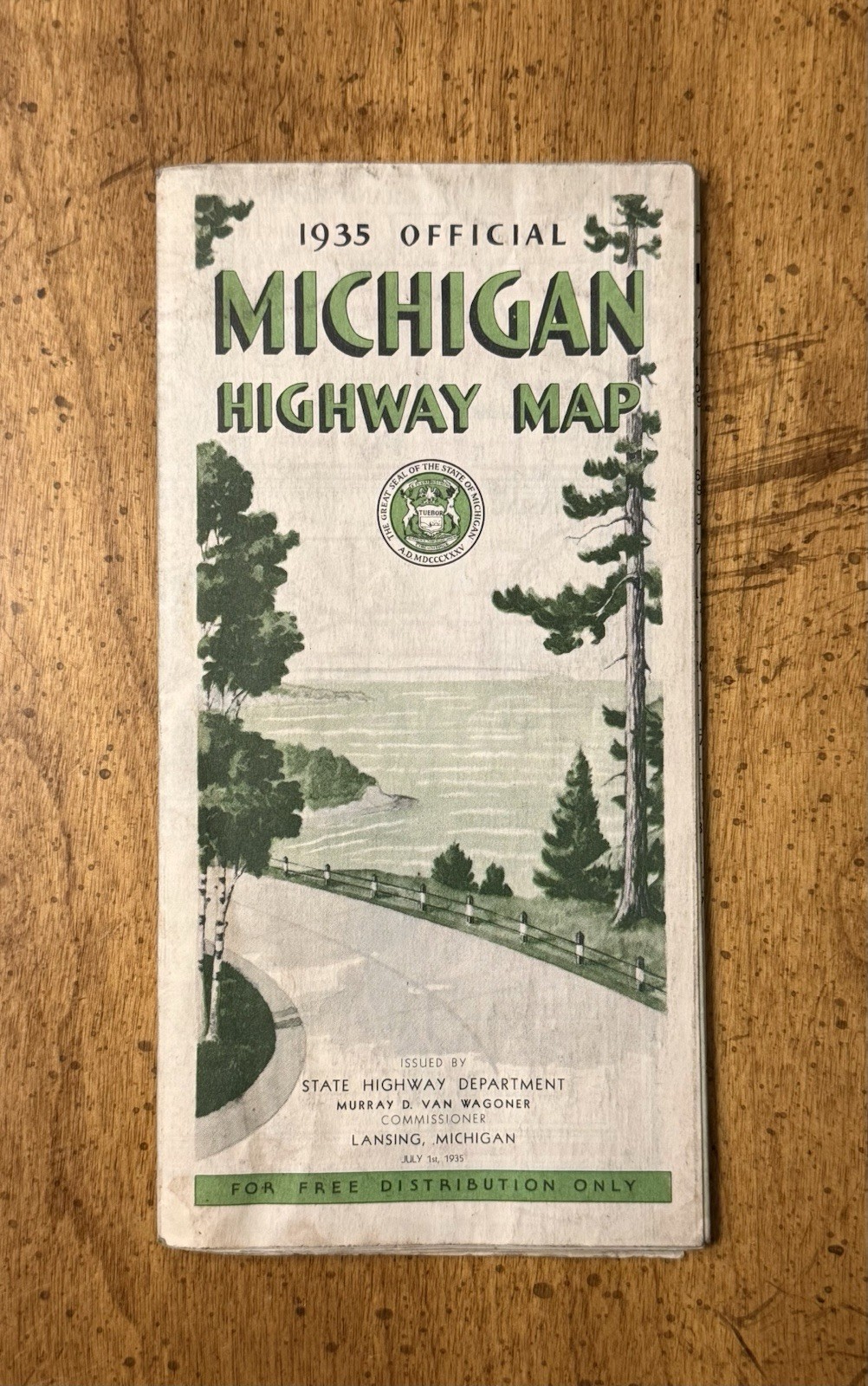 VINTAGE 1935 Official Michigan Highway Map State Highway Department